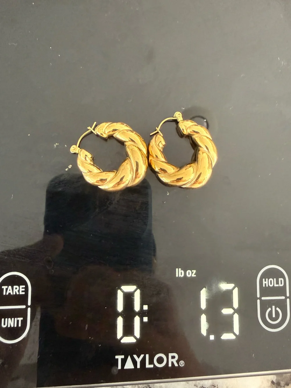 NWT Gold Plated Stainless Steel Chunky Twisted Rope Hoop Earrings